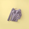 Purple lace patchwork warm long-sleeved top for women, slimming and shaping, versatile innerwear details Picture